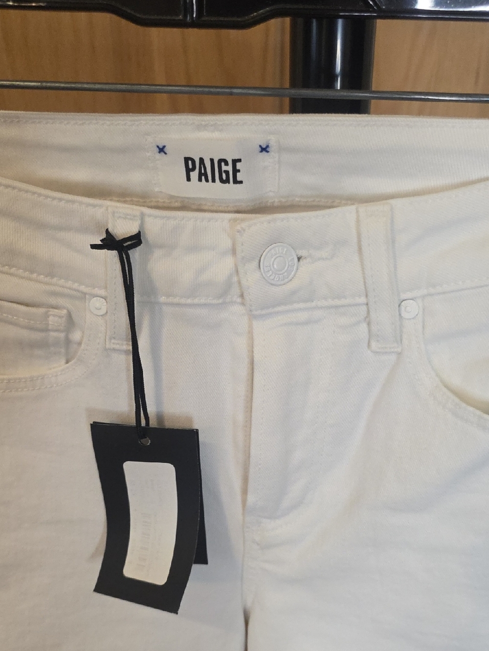 PAIGE White Cindy Crop Crisp White With Destroyed Hem Straight Leg Jeans Size 25 - Picture 9 of 11
